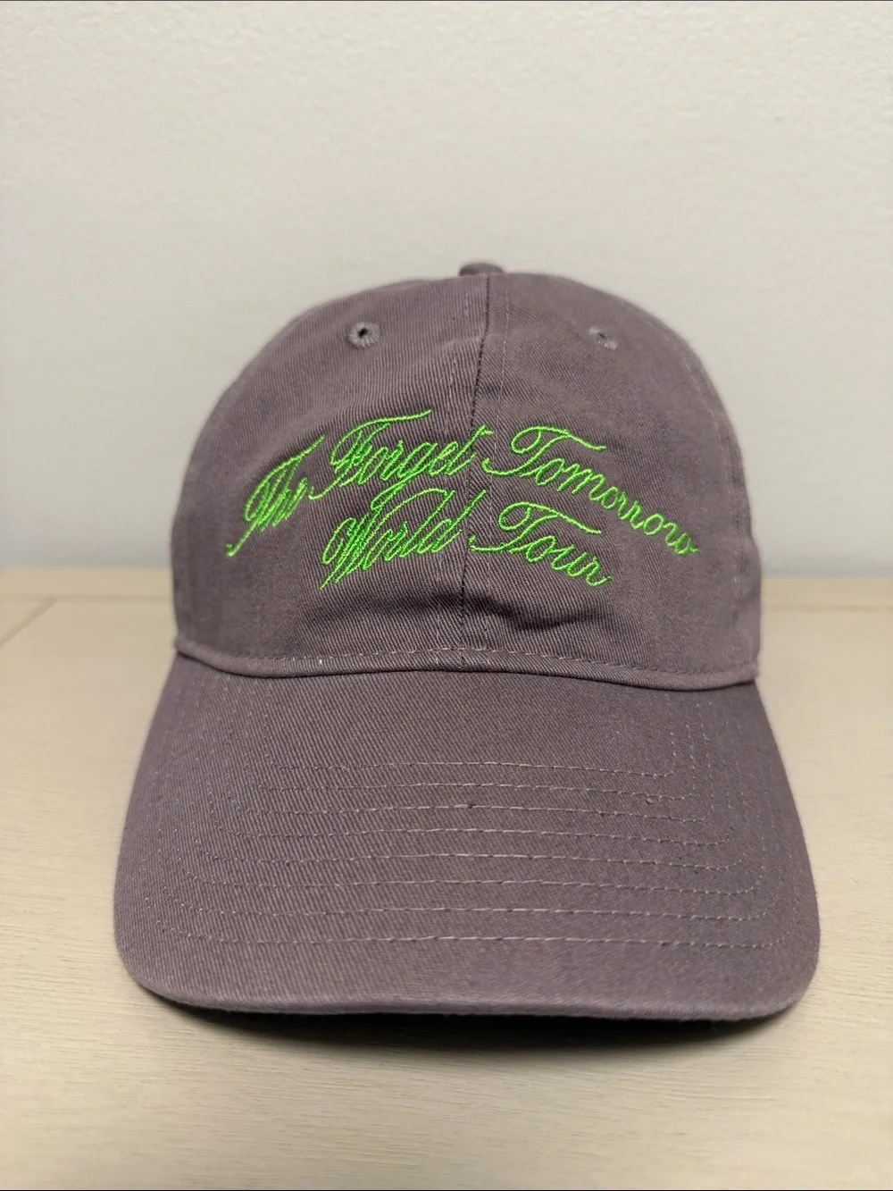 Justin Timberlake The Forget Tomorrow World Tour Hat Gray Green Embroidered Cap